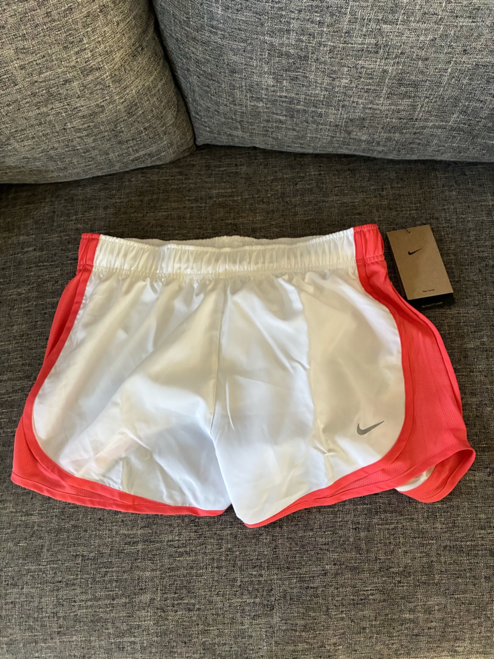 Nike White and Coral Pink Women's Running Shorts